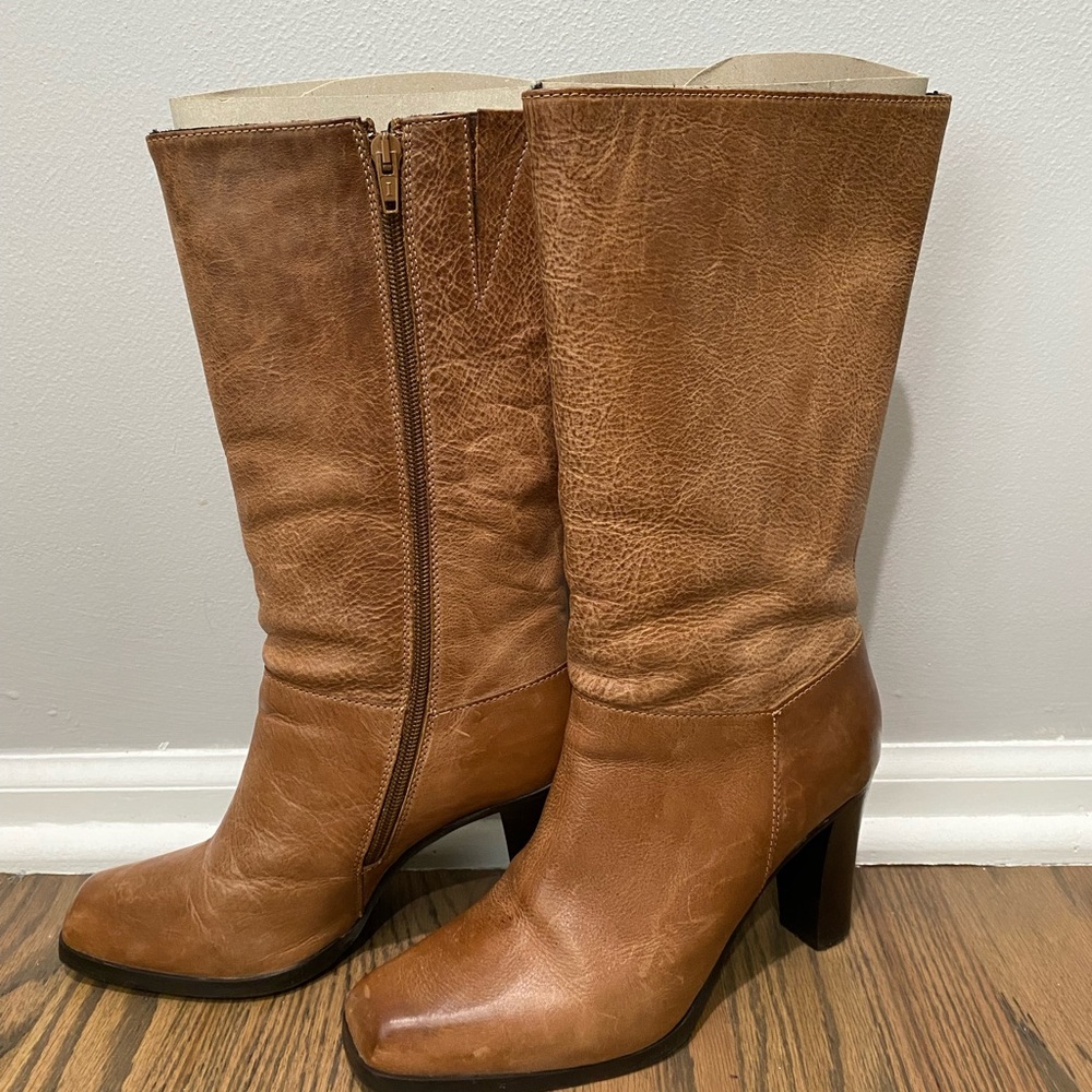 Eddie Bauer Womens Boots, Cognac, Leather Upper & Lining, Made in Italy, Size 7M